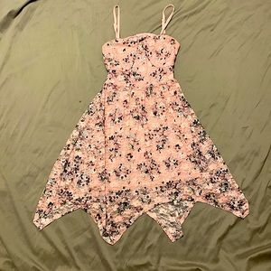 Light pink lace backless floral dress